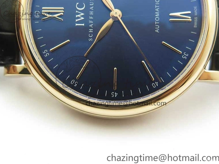 MIROTIME 0809 MoistureWicking Portofino Automatic RG IW356522 FKF 1:1 Best Edition Blue Dial on Black Croco Strap A 7109